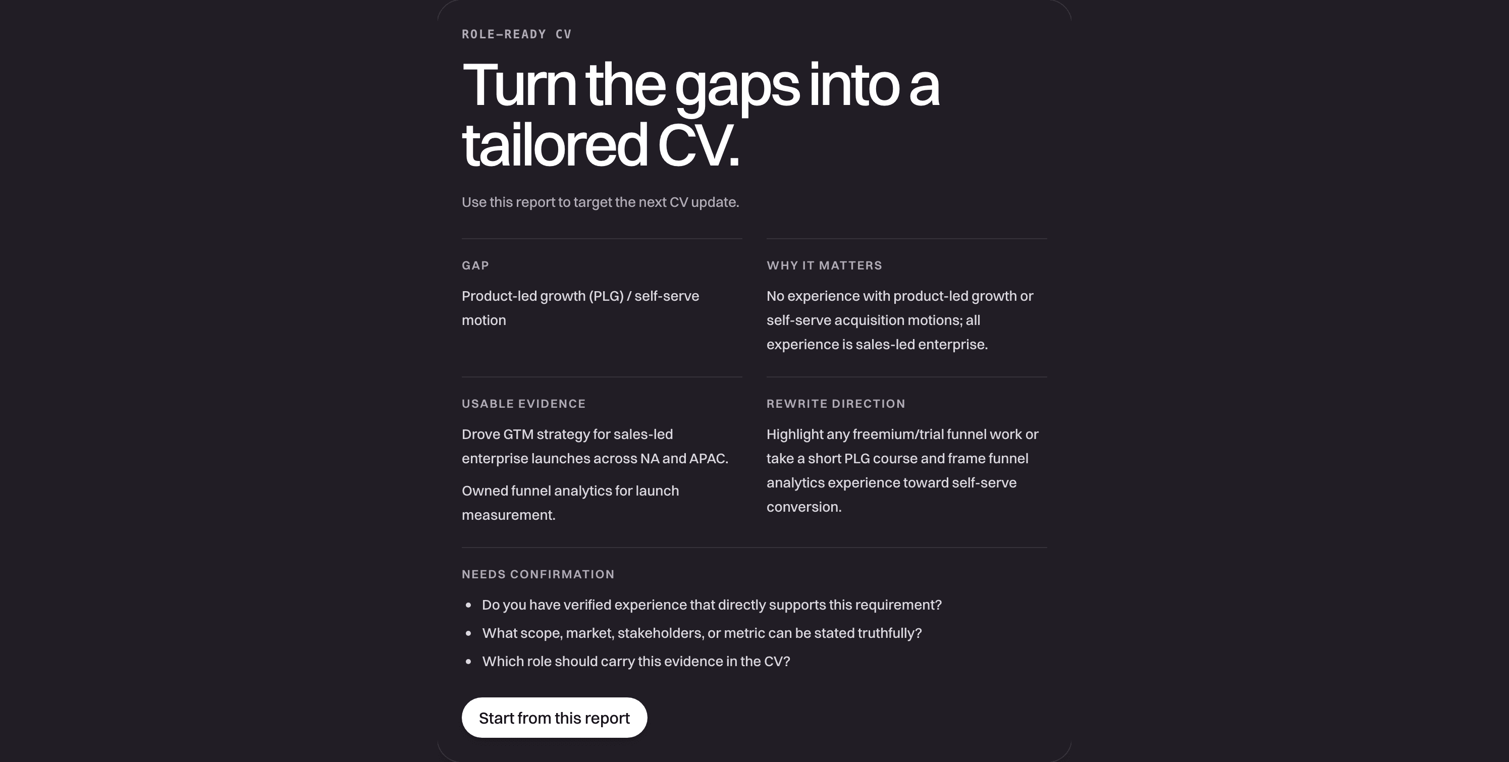 Why a skill transfers: the gap, why it matters, usable evidence, and rewrite direction.