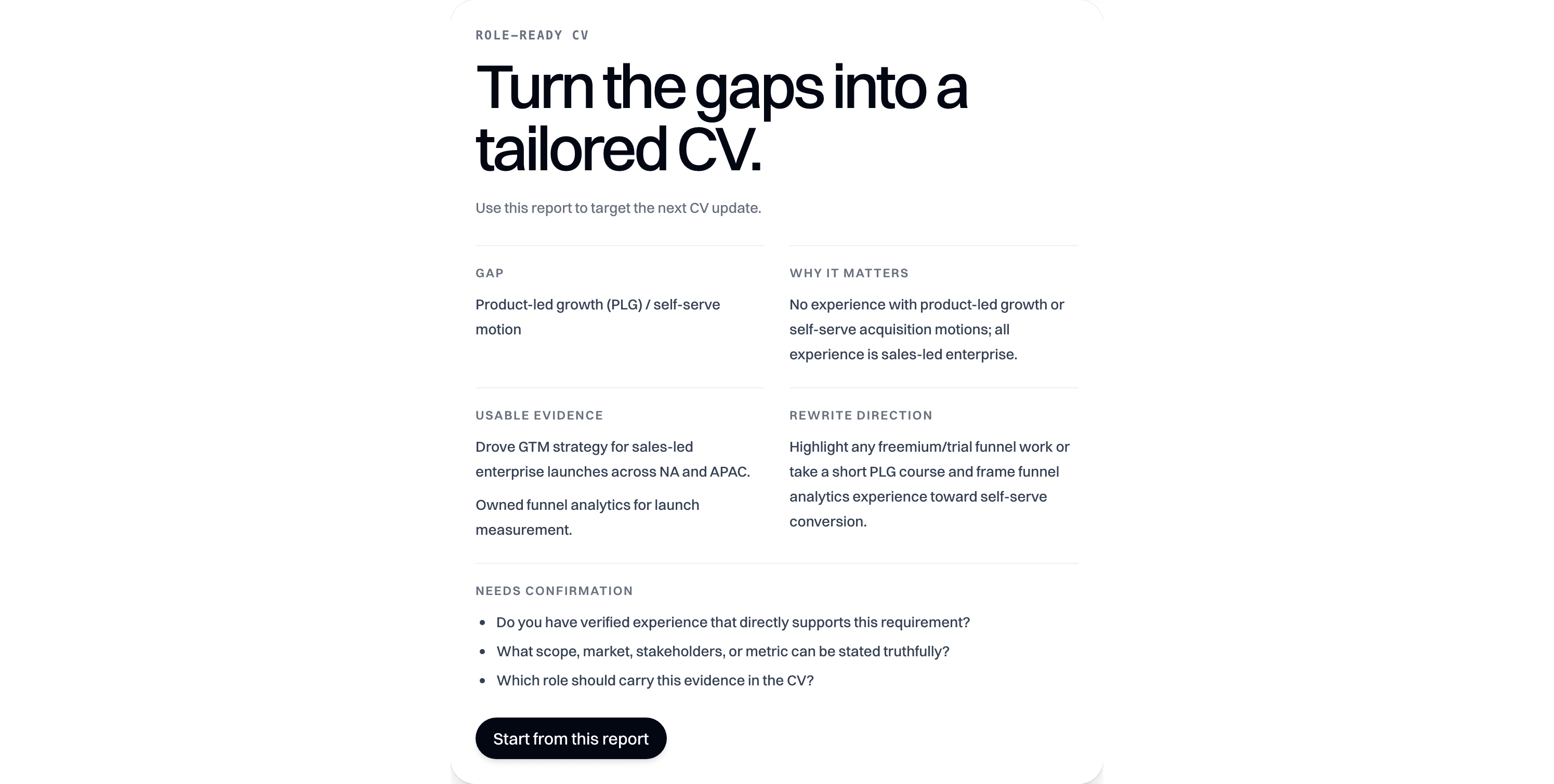 Why a skill transfers: the gap, why it matters, usable evidence, and rewrite direction.